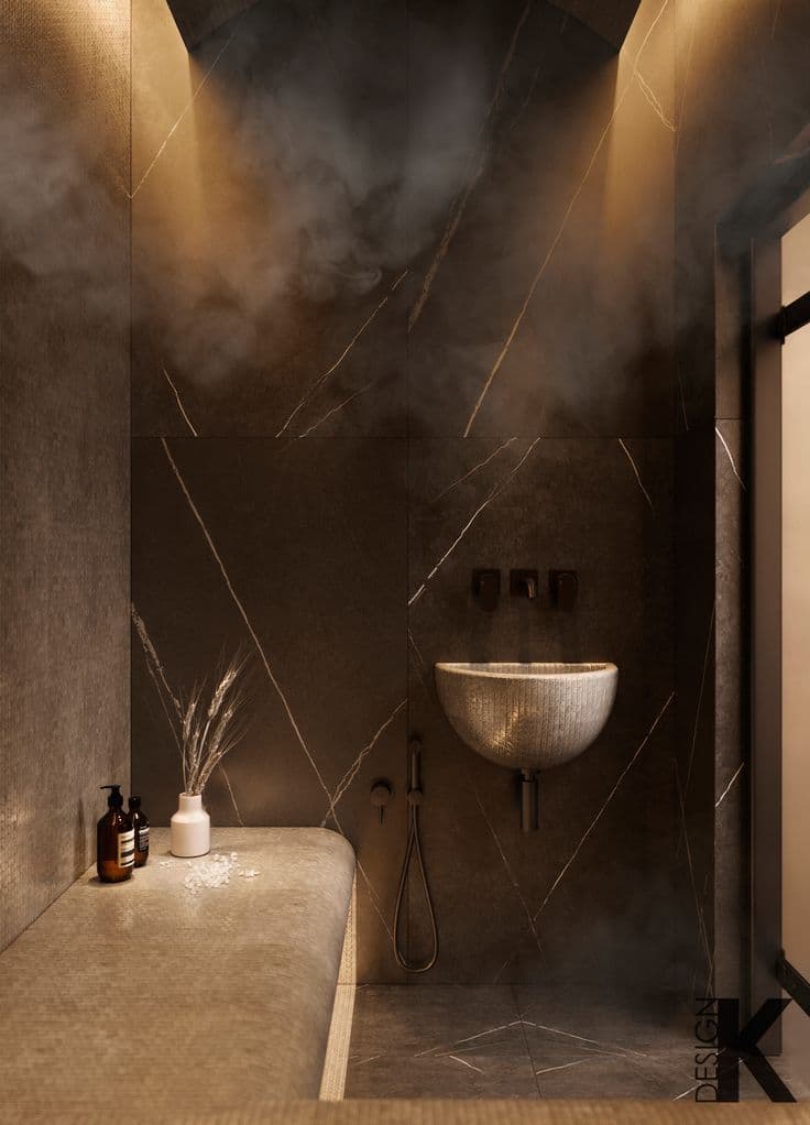 Hamam in a modern style, moderne, tadelakt