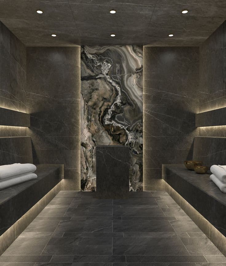 Dark stone hamam, classique, pierre